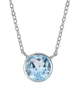 Lord & Taylor Sterling Silver & Blue Topaz Pendant Necklace