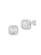 Lord & Taylor Sterling Silver & Crystal Octagon Stud Earrings