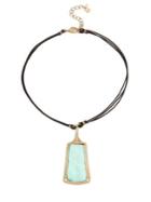 Lord Taylor Moonrise Blue Mother-of-pearl And Leather Pendant Necklace