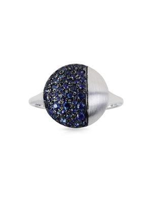 Marco Moore 14k White Gold And Blue Sapphire Ring