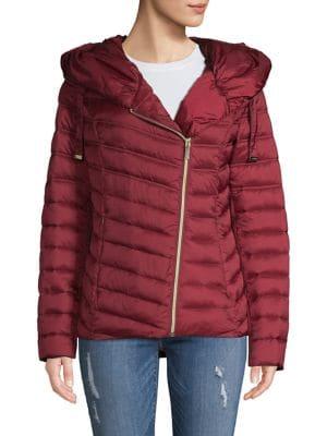 Laundry By Shelli Segal Asymmetrical Packable Quilted Coat