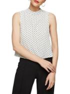 Miss Selfridge Sleeveless Polka-dot High-neck Top
