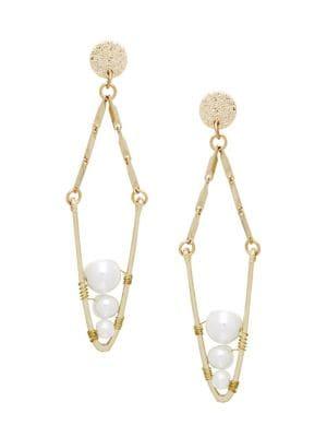Design Lab Goldtone And Faux Pearl Swing Drop Earrings