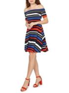 Dorothy Perkins Striped Stretch-cotton Fit-and-flare Dress