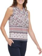 Tommy Hilfiger Printed Knot Neck Sleeveless Knit Top