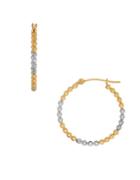 Lord & Taylor 14k Yellow Gold And 14k White Gold Beaded Hoop Earrings