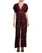 Free People Cleo Embroidered V-neck Jumpsuit