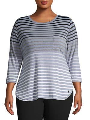 Calvin Klein Performance Plus Striped Cotton Tee