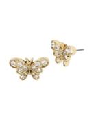 Miriam Haskell Vintage Floral Butterfly Crystal Stud Earrings
