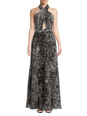 Tadashi Shoji Floral-print Halter Dress