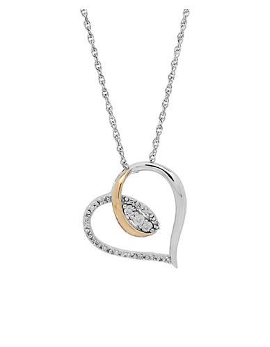 Lord & Taylor 14k Yellow Gold And Silvertone Heart Pendant Necklace