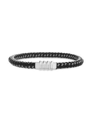Lord & Taylor Two-tone Stainless Steel & Vegan Leather Bracelet