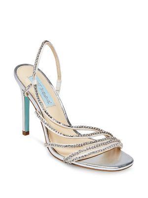 Betsey Johnson Aces Embellished Metallic Slingback Sandals