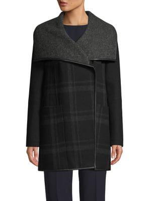 Tahari Amelia Plaid Double-face Coat