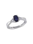 Sonatina 14k White Gold, Oval-cut Sapphire And Diamond Ring