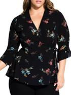 City Chic Plus Botanical Floral-print Top