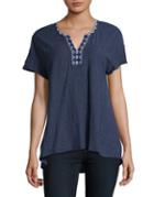 Two By Vince Camuto Embroidered Knit Tee