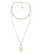 Laundry By Shelli Segal Pacific Highway Steel And Zinc Two Row Long Leaf Pendant Necklace