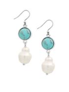 Lucky Brand Land And Sea Fresh Water Pearl Drop Earrings