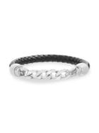 Lord & Taylor Two-tone Curb Chain Stainless Steel & Leather Bracelet
