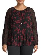 Michael Michael Kors Plus Floral-print Raglan-sleeve Top