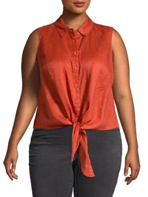 Vince Camuto Plus Sleeveless Button-front Blouse