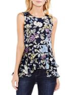 Vince Camuto Sleeveless Tiered Ruffle Hem Country Floral Blouse
