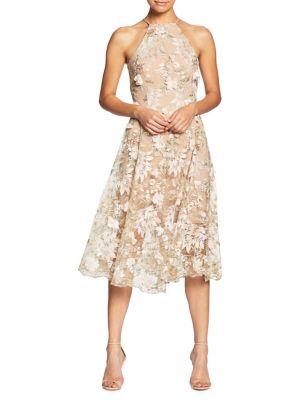 Dress The Population Evelyn Embroidered Fit-and-flare Dress