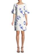 Ivanka Trump Floral Bell-sleeve Shift Dress