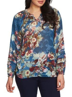 Chaus Long-sleeve Botanical Printed Blouse