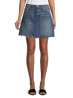 Blank Nyc Frayed Cotton Denim Mini Skirt