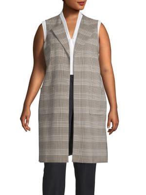 Calvin Klein Plus Open-front Plaid Vest