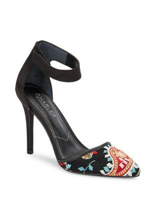 Charles By Charles David Embroidered Pointer Ankle Pumps