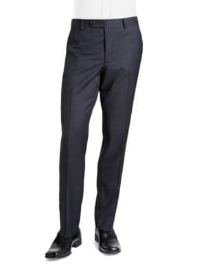 Black Brown Jack Fit Slim-straight Textured Italian Wool Dress Pants