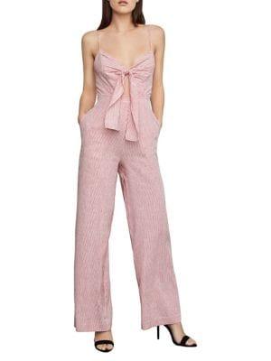 Bcbgmaxazria Pinstriped Tie-front Wide-leg Jumpsuit
