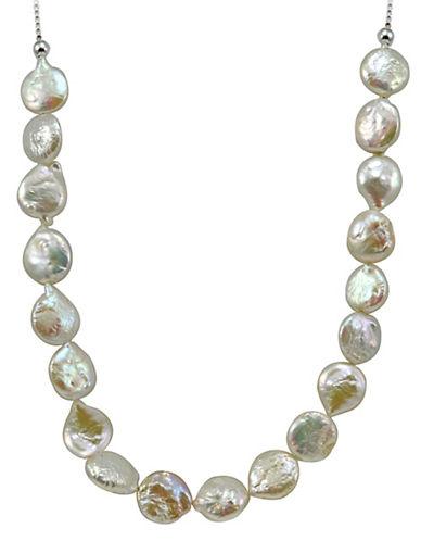 Lord & Taylor 12mm White Round Coin Pearl Slider Necklace