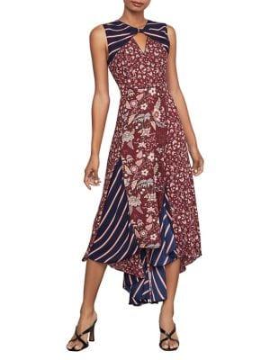 Bcbgmaxazria Mixed-print Asymmetric Dress