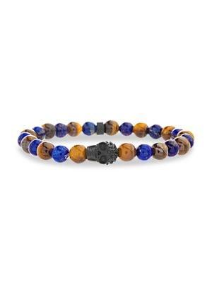 Lord & Taylor Stainless Steel & Tiger's Eye Beaded Bracelet