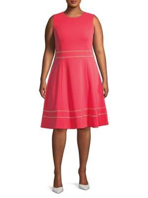 Calvin Klein Plus Goldtone Trim Fit-&-flare Dress
