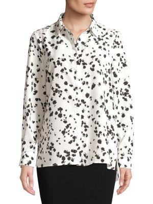 Ellen Tracy Printed Chiffon Button-down Shirt