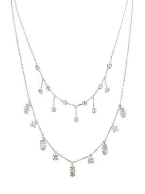 Nina Aura Silvertone & Crystal Layered Necklace