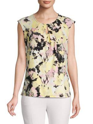 Kasper Keyhole Floral Top
