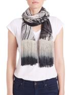 Collection 18 Feather Print Fringe Scarf