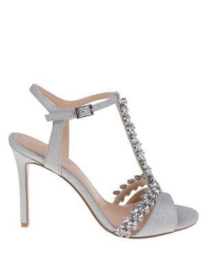 Jewel Badgley Mischka Mildred Shimmer Satin Stiletto Sandals