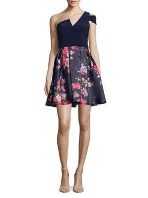 Betsy & Adam Cold-shoulder Fit-&-flare Dress