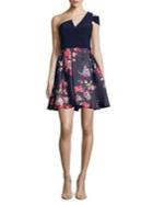 Betsy & Adam Cold-shoulder Fit-&-flare Dress