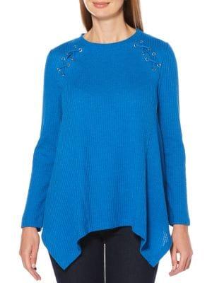 Rafaella Waffle-knit Long-sleeve Sweater