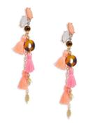 R.j. Graziano Cluster Stone And Tassel Accented Drop Earrings