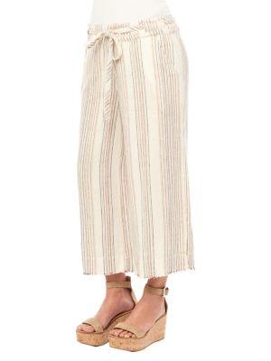 Democracy Striped Linen-blend Drawstring Pants