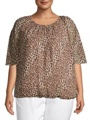 Vince Camuto Plus Injection Leopard-print Blouse